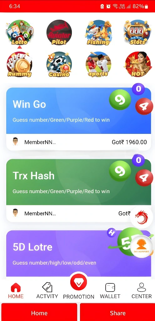 Types of Games in Daman Game App